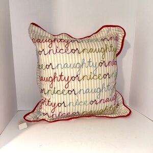 Anthropologie Marlise Embroidered Holiday Pillow